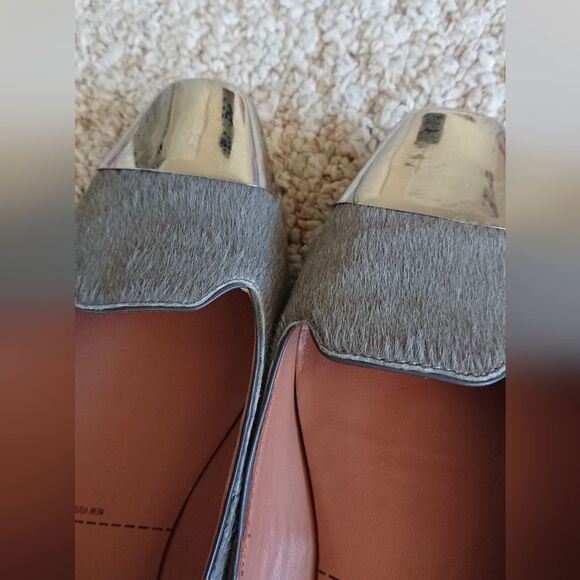 SIGERSON MORRISON Gray pony hair silver cap toe slip on flat size 7.5 - Picture 7 of 14